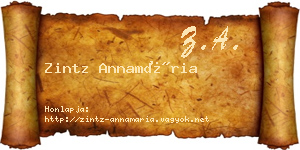 Zintz Annamária névjegykártya